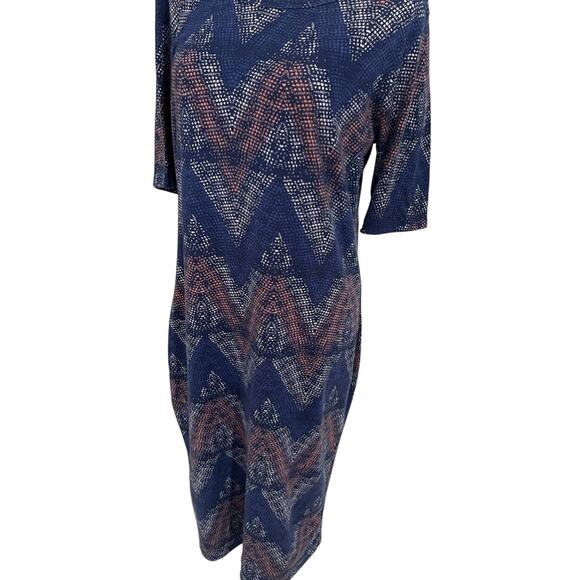 LuLaRoe Women’s Julia Geometric Design Blue White & Pink Knee Length Dress Sz XL - Picture 3 of 7